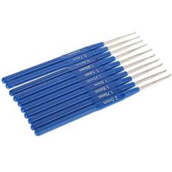 PAFUWEI Fashion Metal Knitting Needles 20 Pieces Blue Crochet Hooks Kits with Ergonomic Grips 0.6-2.0mm,Convenient to Knitting a Sweater