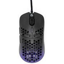 Gwolves Hati HTM Ultra Lightweight Honeycomb Design Wired Gaming Mouse 3360 Sensor - PTFE Skates - 6 Buttons - Only 61G (Black/Purple)