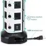 Power Strip Tower JACKYLED Surge Protector Electric Charging Station 3000W 13A 10 Outlets 4 USB Ports with 16AWG 6.5ft Heavy Duty Extension Cord for Home Office Power Strip Tower JACKYLED Surge Protector Electric Charging Station 3000W 13A 10 Outlets 4 USB Ports with 16AWG 6.5ft Heavy Duty Extension Cord for Home Office
