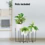 Mid Century White Planter with Black Plant Stand, 3 pcs Modern Planters for Indoor Plants, Metal Floor Planter Set with Foldable Stand Indoor Outdoor (Pack of 3)