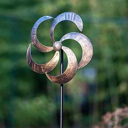 SteadyDoggie Wind Spinner Iris 61in Single Blade Easy Spinning Kinetic Wind Spinner for Outside – Vertical Metal Sculpture Stake Construction for Outdoor Yard Lawn & Garden