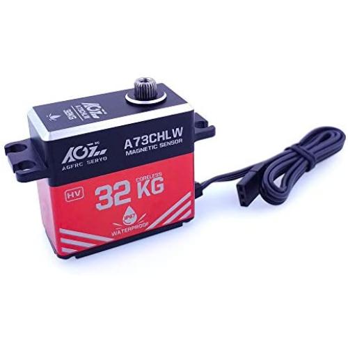 AGFrc 32KG IP67-Waterproof Servo High-Torque - Magnetic Sensor Coreless Servo Full Metal Gear for 1/10 RC Car Boat Crawler, Control Angle 180° (A73CHLW)