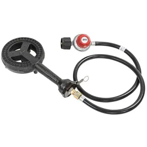 Concord 6'' Diameter High Pressure Burner Head with Brass Orifice and Build in Stand (Burner Head with Regulator Hose) Concord 6'' Diameter High Pressure Burner Head with Brass Orifice and Build in Stand (Burner Head with Regulator Hose)