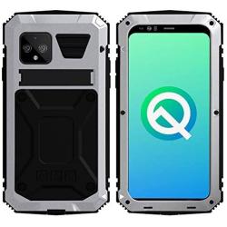 Simicoo Googel Pixel 4 XL Aluminum Alloy Metal Bumper Silicone Case Hybrid Military Shockproof Heavy Duty Armor Defender Tough Built-in Gorilla Glass Cover for Googel Pixel 4 XL (Sliver, Pixel 4XL)