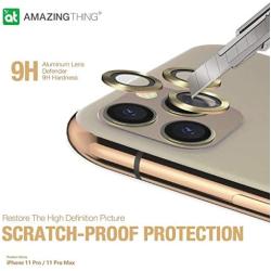 AMAZINGthing [3 Pieces] Camera Lens Protector Compatible with iPhone 11 Pro/Pro Max, Tempered Glass with Metal Aluminum Alloy, Anti Scratch 9H Hardness HD Clear Lens Protector, Gold