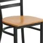 Flash Furniture HERCULES Series Black Ladder Back Metal Restaurant Chair - Natural Wood Seat