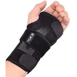 EXski Wrist Brace for Carpal Tunnel, Night Sleep Wrist Support Brace with Removable Metal Splints Left Hand Large