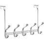 iDesign York Metal Over the Door Organizer, 5-Hook Rack for Coats, Hats, Robes, Towels, Jackets, Purses, Bedroom, Closet, and Bathroom, 15.28'' x 5.25'' x 11'', Chrome