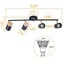TeHenoo Adjustable Track Lighting Kit, 4-Lights Ceiling Light GU10 Bulb with Metal and Wood Shade for Living Room, Kitchen, Utility Room (Black)