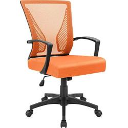 Furmax Office Chair Mid Back Swivel Lumbar Support Desk Chair, Computer Ergonomic Mesh Chair with Armrest (Orange)