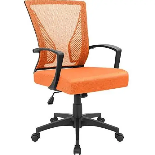 Furmax Office Chair Mid Back Swivel Lumbar Support Desk Chair, Computer Ergonomic Mesh Chair with Armrest (Orange) Furmax Office Chair Mid Back Swivel Lumbar Support Desk Chair, Computer Ergonomic Mesh Chair with Armrest (Orange)