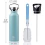 BOGI 20oz Double Wall Vacuum Insulated Stainless Steel Water Bottle-Scratch Resistance&Eco-Friendly for Outdoor Sports Yoga Camping+Straw Flip Cap,2 Straw&Cleaning Brush
