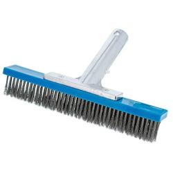 U.S. Pool Supply Professional 10'' Stainless Steel Pool Brush with EZ Clip Handle - Durable Bristles, Scrub Remove Calcium Buildup, Rust Stains on Concrete - Sweep Debris from Walls, Floors Steps