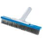 U.S. Pool Supply Professional 10'' Stainless Steel Pool Brush with EZ Clip Handle - Durable Bristles, Scrub Remove Calcium Buildup, Rust Stains on Concrete - Sweep Debris from Walls, Floors Steps