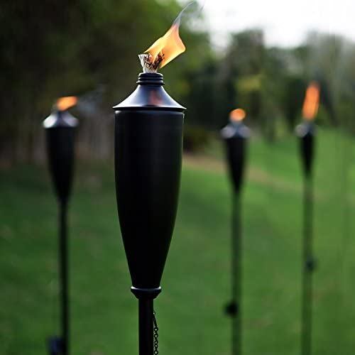 Deco Home Set of 4 Tikki Backyard Torch - 60 inch Citronella Garden Outdoor/Patio Flame Metal Torch - Black Matt Deco Home Set of 4 Tikki Backyard Torch - 60 inch Citronella Garden Outdoor/Patio Flame Metal Torch - Black Matt