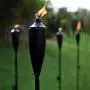Deco Home Set of 4 Tikki Backyard Torch - 60 inch Citronella Garden Outdoor/Patio Flame Metal Torch - Black Matt