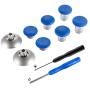 eXtremeRate 8 in 1 Metal Magnetic Blue Thumbsticks Analogue Joysticks Replacement Repair Kits for Xbox One S X Elite PS4 Slim Pro Controller with T8H Cross Screwdrivers