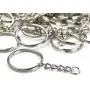 Metal Split Keychain Ring Parts - 100 Key Chains With 25mm Open Jump Ring and Connector - Make Your Own Key Ring