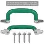 SELEWARE Set of 2 Safety Playground Handles, Metal Grab Handle Bars 9.64'' Hand Grips with Finger indentations for Kids Swing Set, Playset, Climbing Frame, Play House Handles 800 LBS Capacity, Green