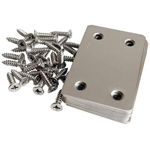 Hulless 2.4 x 1.5 Inch Metal Flat Straight Brace Bracket 1.2 MM Thickness Metal Flat Straight Mending Plates Fixing Corner Brace for Furniture, Wood, Shelves, Cabinet, 10 Pcs