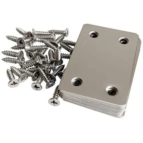 Hulless 2.4 x 1.5 Inch Metal Flat Straight Brace Bracket 1.2 MM Thickness Metal Flat Straight Mending Plates Fixing Corner Brace for Furniture, Wood, Shelves, Cabinet, 10 Pcs