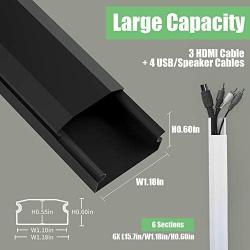 Upgraded Cable Concealer, PVC Cord Cover, 94.5in Paintable Cord Hider to Hide Wires for TV and Computers in Home Office 6X L15.75in W1.18in H0.6in, CC02 Black