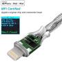 Lightning Cable,[MFi Certified]Fantany Durable Metal USB Lightning Charging Cable for iPhone 12,12 Mini,12 Pro,12 Pro Max,11,11 Pro,11 Pro Max,SE,iPad Mini,iPad Air,iPod Touch (3.3ft, Silver)