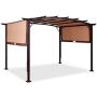 Tangkula 12 x 9 Pergola Gazebo Canopy Outdoor Patio Garden Steel Frame Sun Shelter with Retractable Canopy Shades