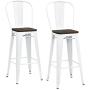 DHP Luxor 30'' Metal Wood Seat, White, Set of 2 Bar Stool