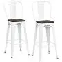 DHP Luxor 30'' Metal Wood Seat, White, Set of 2 Bar Stool DHP Luxor 30'' Metal Wood Seat, White, Set of 2 Bar Stool