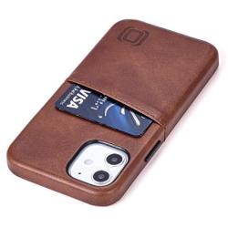 Dockem iPhone 12 Mini Wallet Case: Built-in Metal Plate for Magnetic Mounting & 1 Credit Card Holder (5.4'' Exec M2, Smooth Synthetic Leather, Brown)