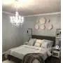 6 Light Crystal White Hardwire Flush Mount Chandelier H26”xW22”, White Metal Frame with Clear Glass Stem and Clear Acrylic Crystals & Beads That Sparkle Just Like Glass