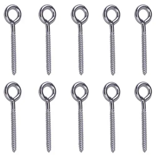 Muzata 316 Stainless Steel Eye Shape Screws, Heavy Duty Screw Eyes for Metal Hook, Wood Terminal Ring Eyelet Hooks, Hammock Stand, Self Tapping Screws, 3.5 Inches M6 Eye Bolt 10 Pack, CR18