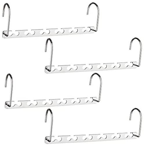 HOUSE DAY 4 Pack Metal Magic Hangers Space Saving Hangers Closet Space Saving Wardrobe Clothing Hanger Oragnizer, Updated Hook Design