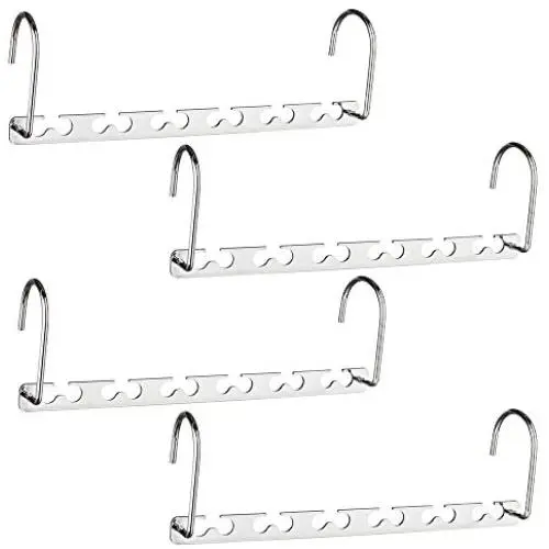 HOUSE DAY 4 Pack Metal Magic Hangers Space Saving Hangers Closet Space Saving Wardrobe Clothing Hanger Oragnizer, Updated Hook Design HOUSE DAY 4 Pack Metal Magic Hangers Space Saving Hangers Closet Space Saving Wardrobe Clothing Hanger Oragnizer, Updated Hook Design
