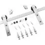 SMARTSTANDARD 6 Feet Brushed Nickel Sliding Barn Hardware Kit-Sturdy Silvery Track-Smoothly and Quietly-Simple and Easy to Install-Fit 36'' Wide Door Panel (I Shape Hanger)