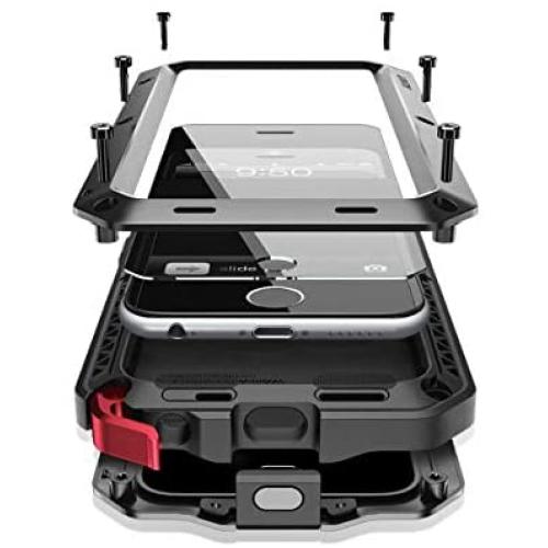 Marrkey iPhone 6s Plus Case,360 Full Body Heavy Duty Shockproof [Tough Armour] Metal Aluminum Alloy Case with Silicone Built-in Screen Dual Layer Protector for Apple iPhone 6 Plus - Black