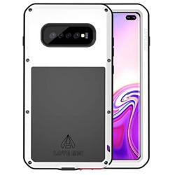 HuiFlying Galaxy S10 Plus Case,Newest Aluminum Alloy Metal Gorilla Glass Rugged Heavy Duty Bumper Hybrid Silicone Military Outdoor Shockproof Protective Cover for Samsung Galaxy S10 Plus, White