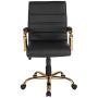 Flash Furniture Mid-Back Black LeatherSoft Executive Swivel Office Chair with Gold Frame and Arms