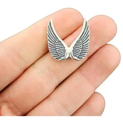 Bulk 20 Angel Wings Spacer Beads Antique Silver Tone 2 Sided - SC6265 Bulk 20 Angel Wings Spacer Beads Antique Silver Tone 2 Sided - SC6265