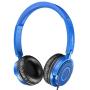 Kids Headphones with Microphone, Vogek Portable Foldable Headsets with Safe Volume Limited 94dB, Online Schooling Boys Headphones with Adjustable Headband for Home School Travel, Blue