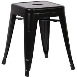 EdgeMod Trattoria 18 Inch Metal Side Dining Chair and Bar Stool in Black (Set of 4)