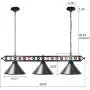Wellmet Billiard Light for Pool Table,59” Pool Table Lighting for 7 8 9 Table, Hanging Over Pool Table Light with Matte Metal Shades and Billiard Ball Decor,Perfect for Game Room,Kitchen Island