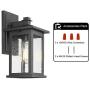 Emliviar Outdoor Wall Sconce, 1-Light Exterior Wall Lantern in Black Finish with Clear Seeded Glass, OS-1803EW1