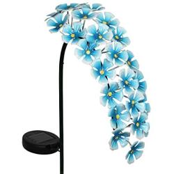 Exhart Hanging Turquoise Hydrangea Yard Stake w/Solar Garden Flower Lights, 24 LED Flower Lights Metal Stake, Outdoor Decor for Garden, Patio & Front Porch, 11'' L x 5'' W x 28'' H