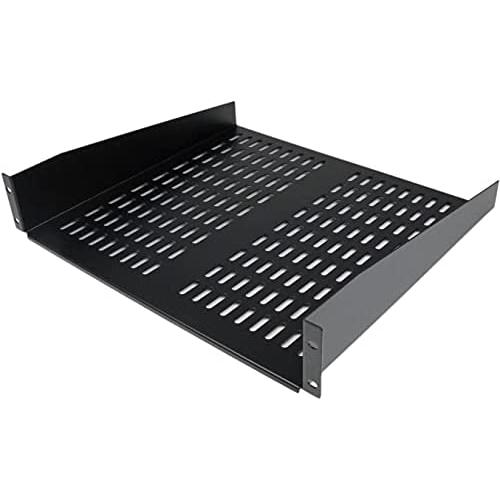 StarTech.com 2U Server Rack Shelf - Universal Vented Cantilever Tray for 19'' Network Equipment Rack & Cabinet - Heavy Duty Steel - 50lb - 16'' Deep (CABSHELFV) Black