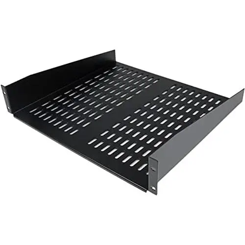 StarTech.com 2U Server Rack Shelf - Universal Vented Cantilever Tray for 19'' Network Equipment Rack & Cabinet - Heavy Duty Steel - 50lb - 16'' Deep (CABSHELFV) Black StarTech.com 2U Server Rack Shelf - Universal Vented Cantilever Tray for 19'' Network Equipment Rack & Cabinet - Heavy Duty Steel - 50lb - 16'' Deep (CABSHELFV) Black