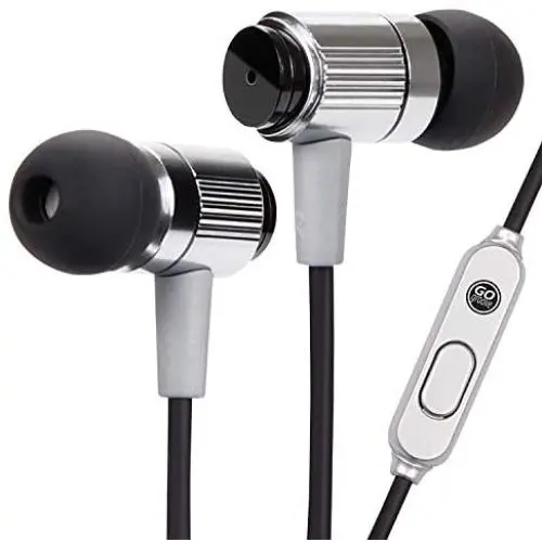 GOgroove AudiOHM RNF Durable Earbuds - Heavy Duty Headphones with Thick Aramid Fiber Reinforced Cable, in-Line Microphone, in-Ear Noise Isolation & Rugged Metal Driver Housing (Metallic Silver) GOgroove AudiOHM RNF Durable Earbuds - Heavy Duty Headphones with Thick Aramid Fiber Reinforced Cable, in-Line Microphone, in-Ear Noise Isolation & Rugged Metal Driver Housing (Metallic Silver)