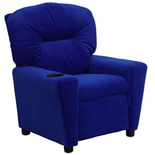 Flash Furniture Contemporary Blue Microfiber Kids Recliner with Cup Holder