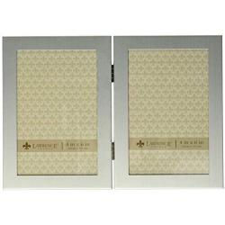 Lawrence Frames Brushed Silver 4 by 6 Hinged Double Metal Picture Frame